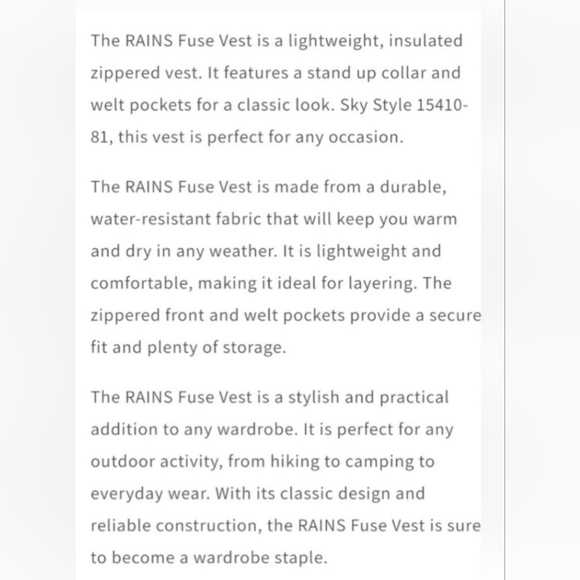 NWT Rains Nylon Padded Fuse Vest Sky Blue Unisex XS / Womens S - Picture 13 of 13